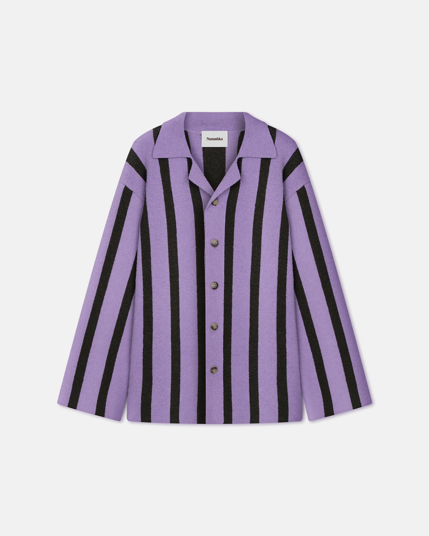 Almar - Cotton-Terry Shirt - Stripe Dark Khaki Lilac