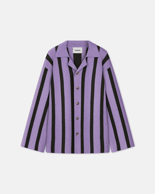 Almar - Sale Cotton-Terry Shirt - Stripe Dark Khaki Lilac