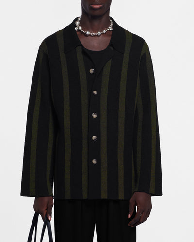 Almar - Sale Cotton-Terry Shirt - Stripe Dark Khaki Black