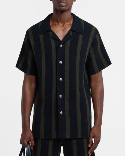 Ziko - Striped Terry-Knit Shirt - Stripe Dark Khaki Black