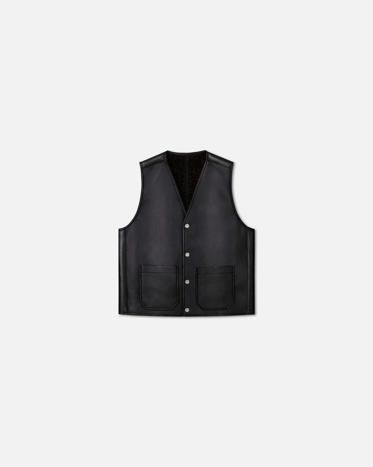 Luben - Regenerated Leather Vest - Black Brown
