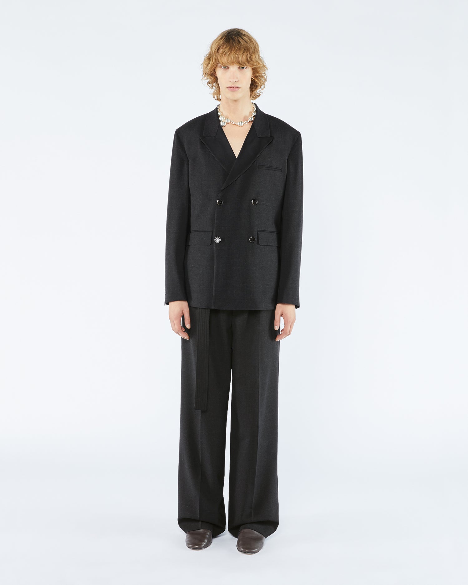 Collas - Sale Satin-Trimmed Suit Jacket - Off Black – Nanushka