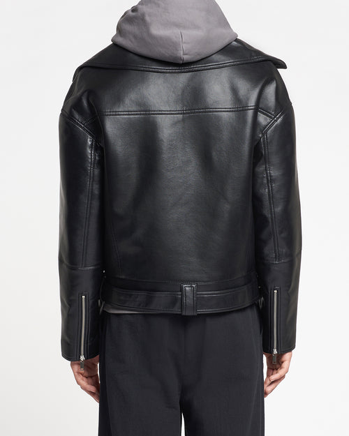 Berti   regenerated leather jacket   black