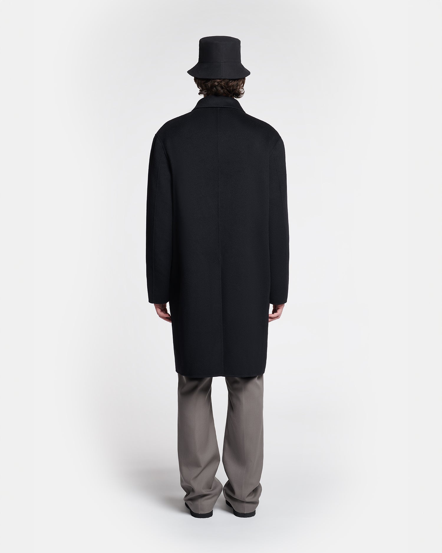 Janno - Double Wool Silk Coat - Black