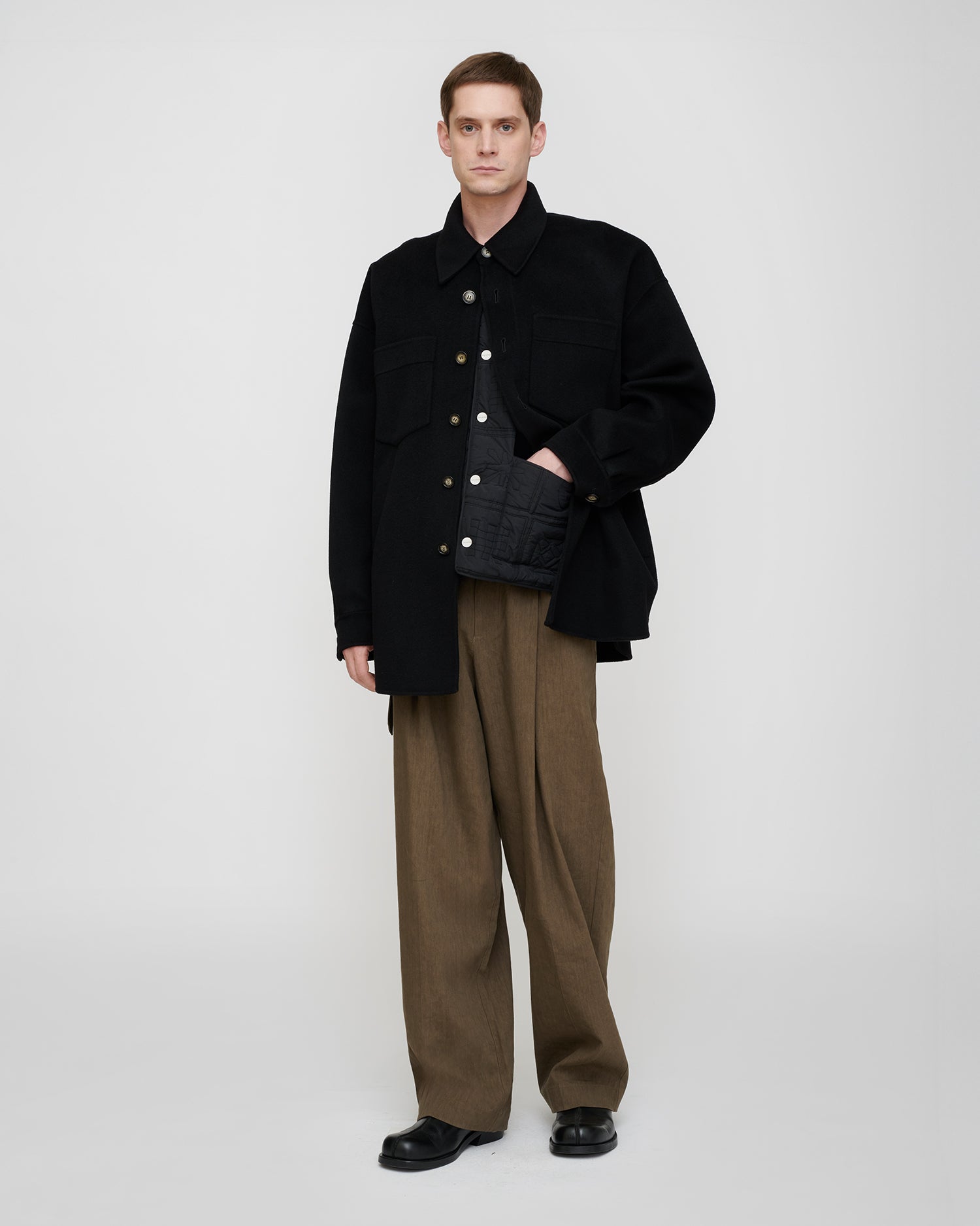 Martin - Double Wool And Silk Blend Overshirt - Black