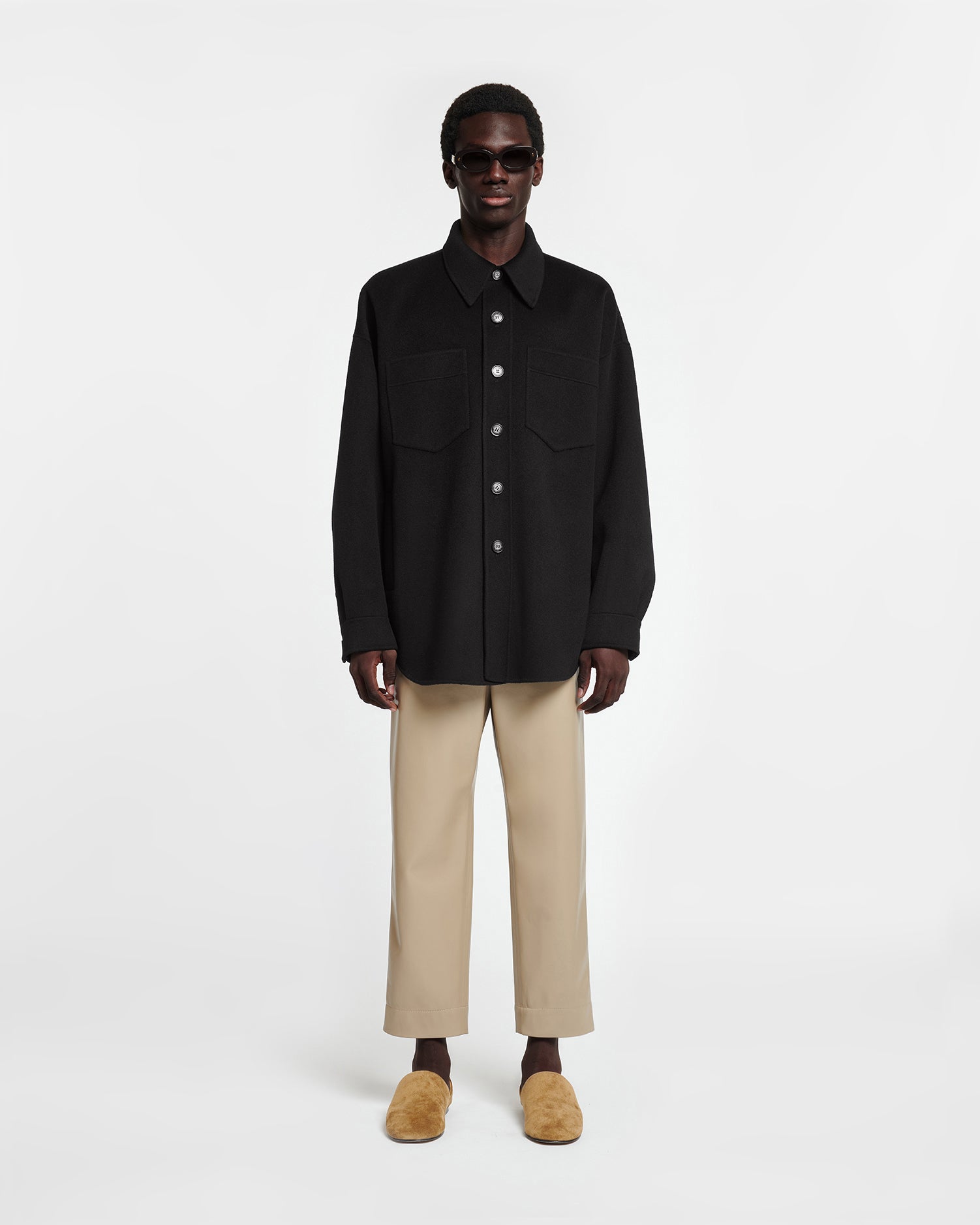 Martin - Double Wool And Silk Blend Overshirt - Black – Nanushka