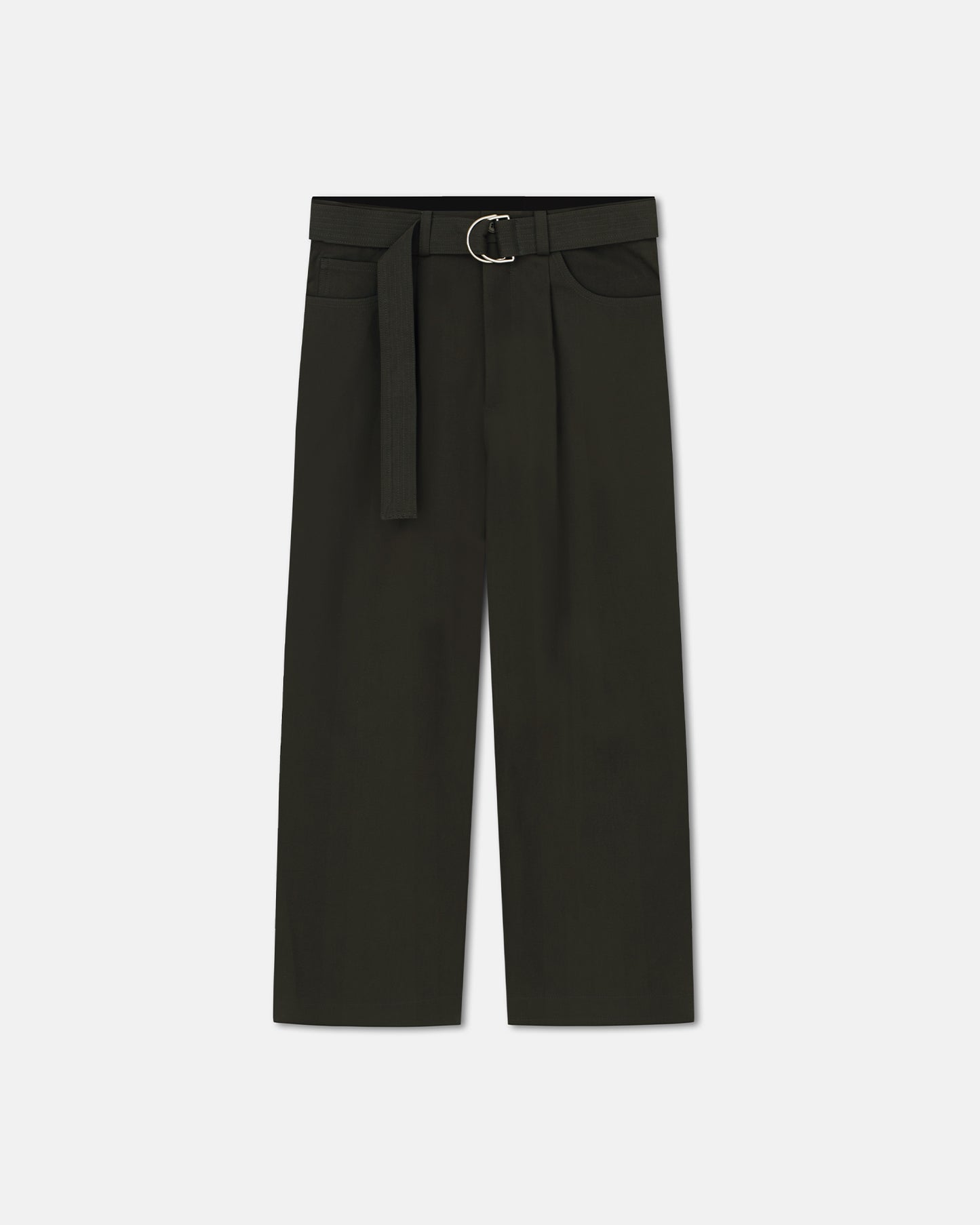 Ferre - Belted Structured Twill Pants - Anthracite