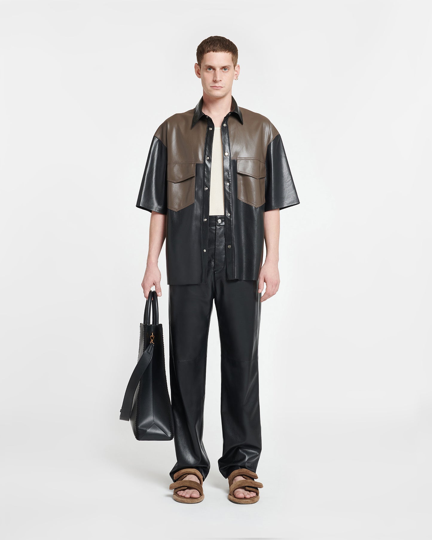 Mance - Okobor™ Alt-Leather Shirt - Shiitake/Black