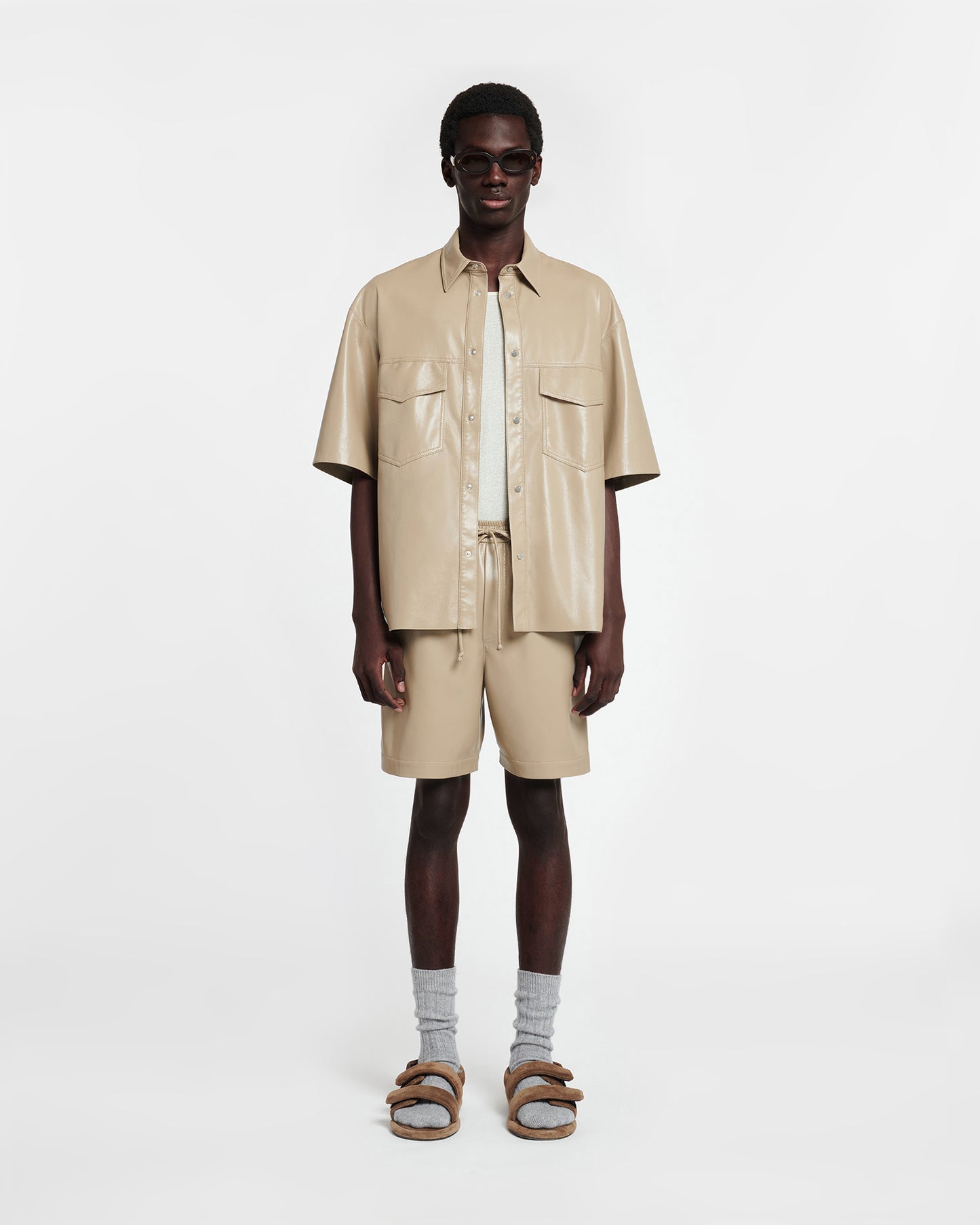 Mance - Okobor™ Alt-Leather Shirt - Ashy Taupe – Nanushka