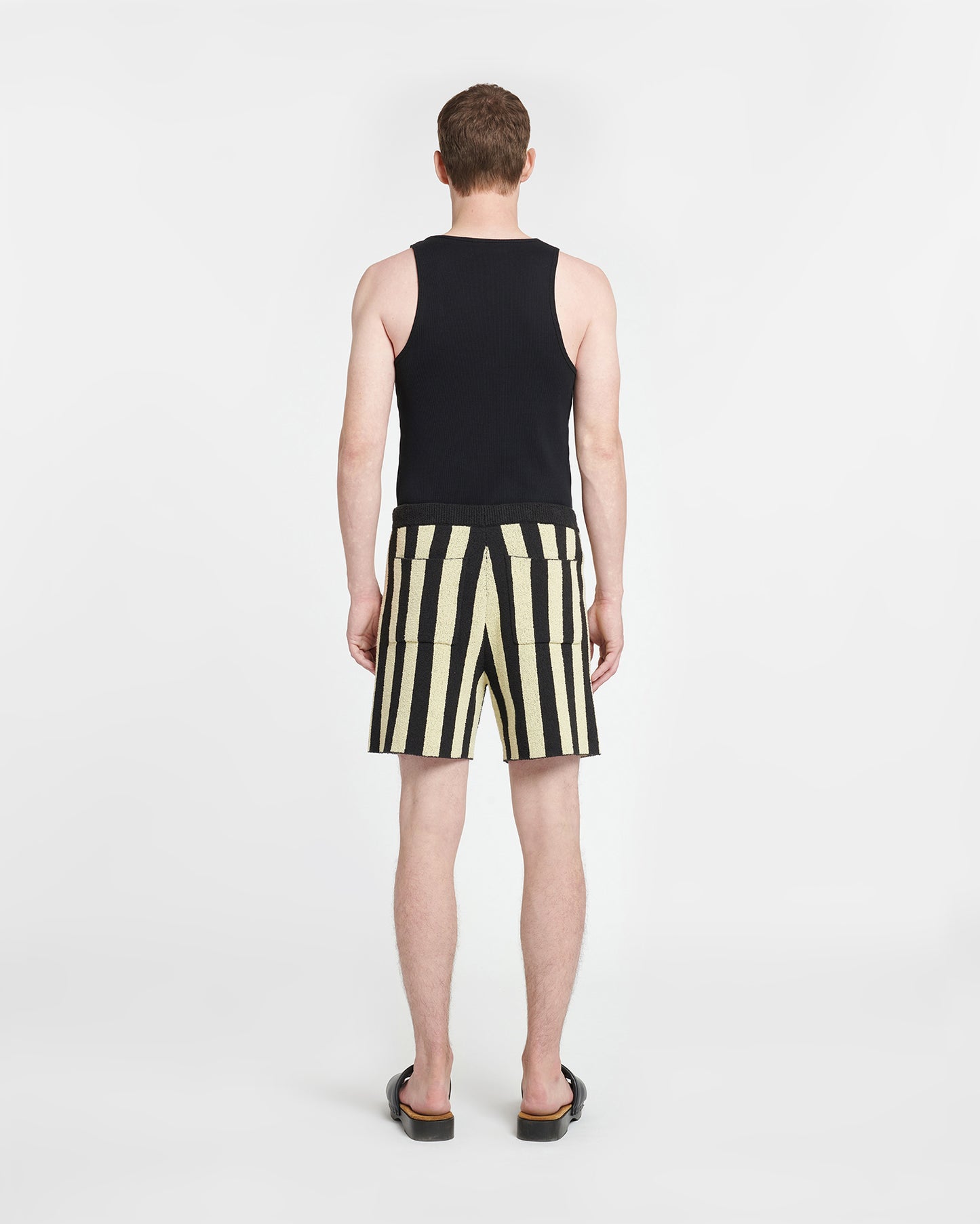 Walter - Striped Terry-Knit Shorts - Pale Yellow/Black