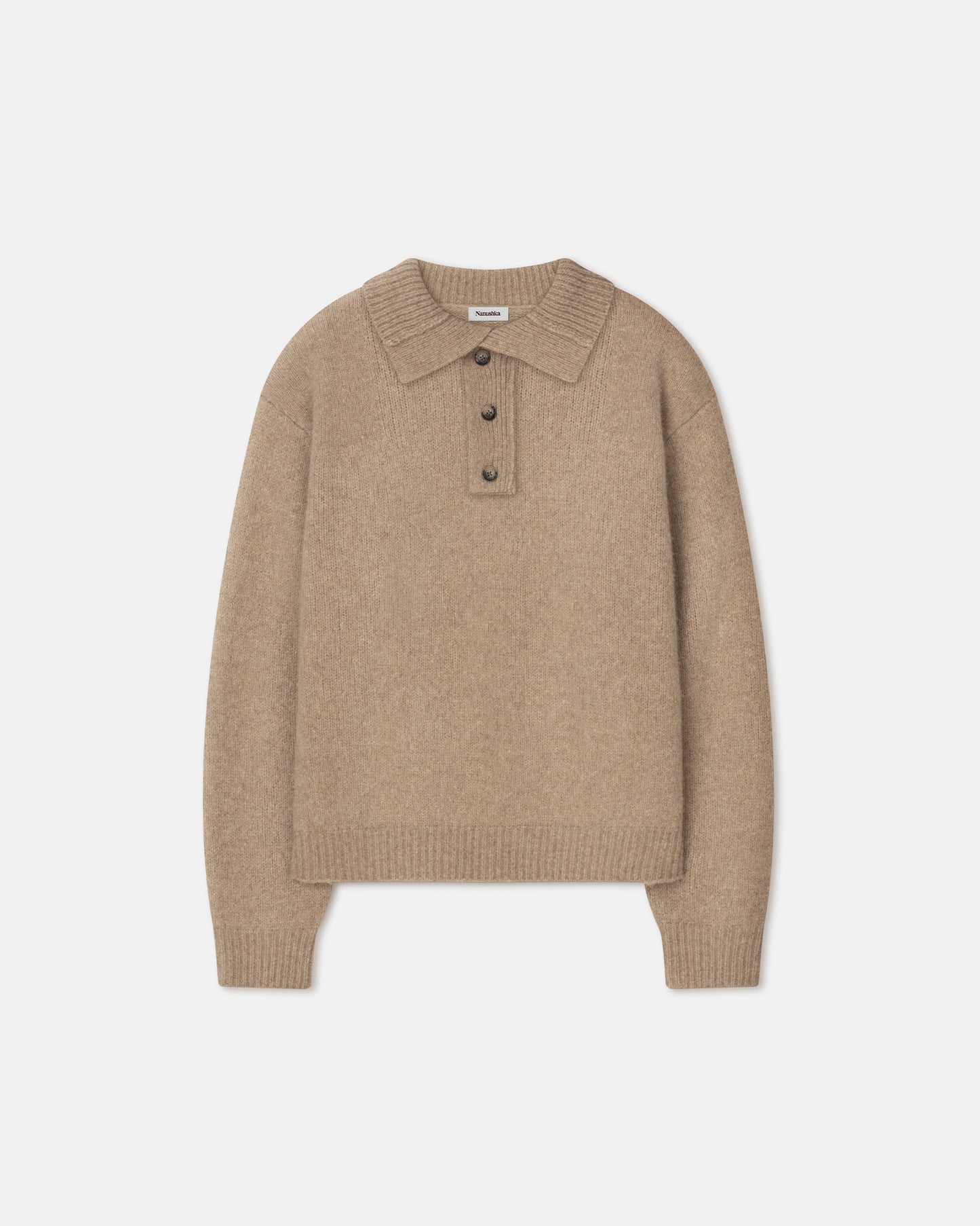 Manas - Brushed Merino Polo Sweater - Oatmeal