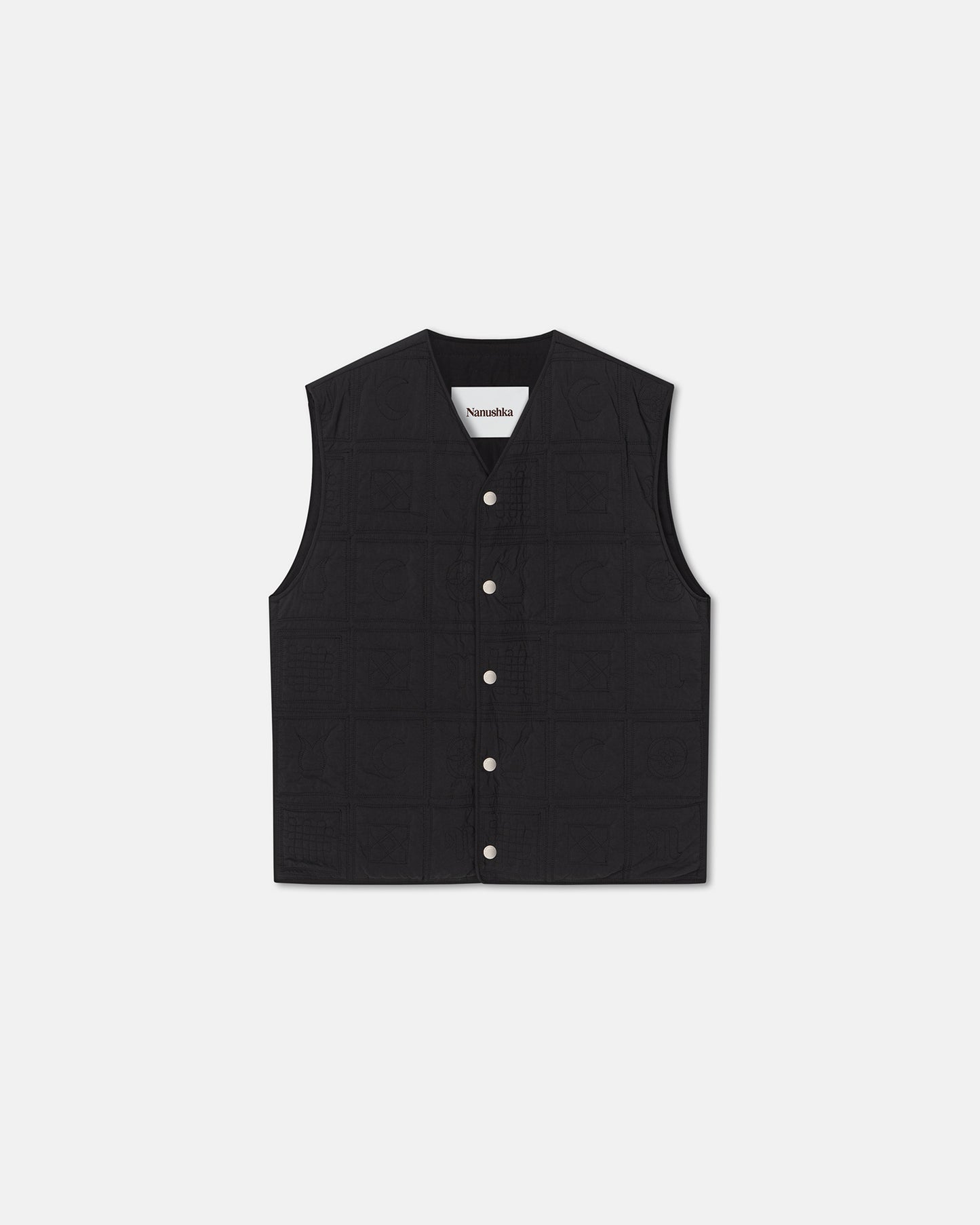 Tymen - Quilted Tech Poplin Vest - Off Black
