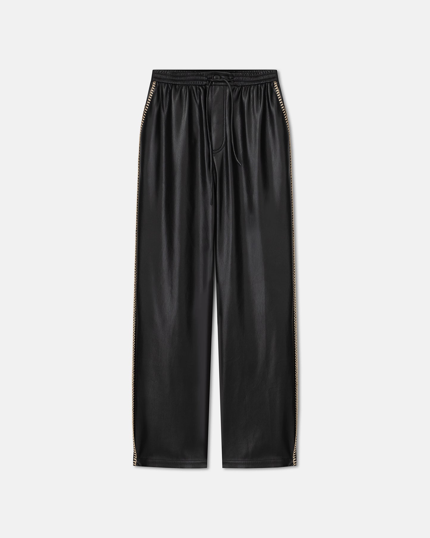 Ceron - Raffia-Trimmed Okobor™ Alt-Leather Pants - Black