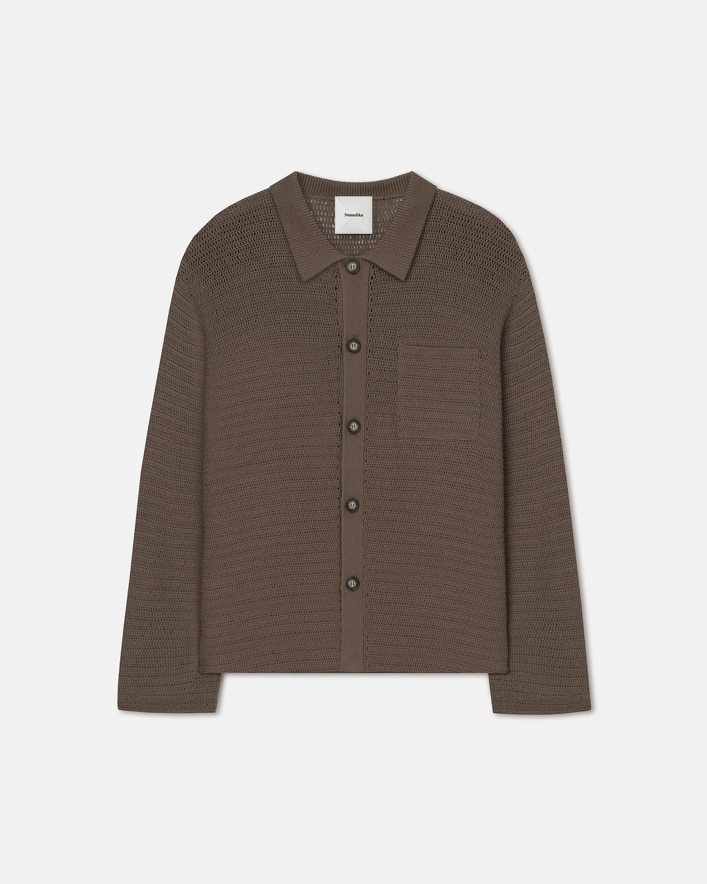 Nicolas - Linear Crochet Shirt - Fossil Brown
