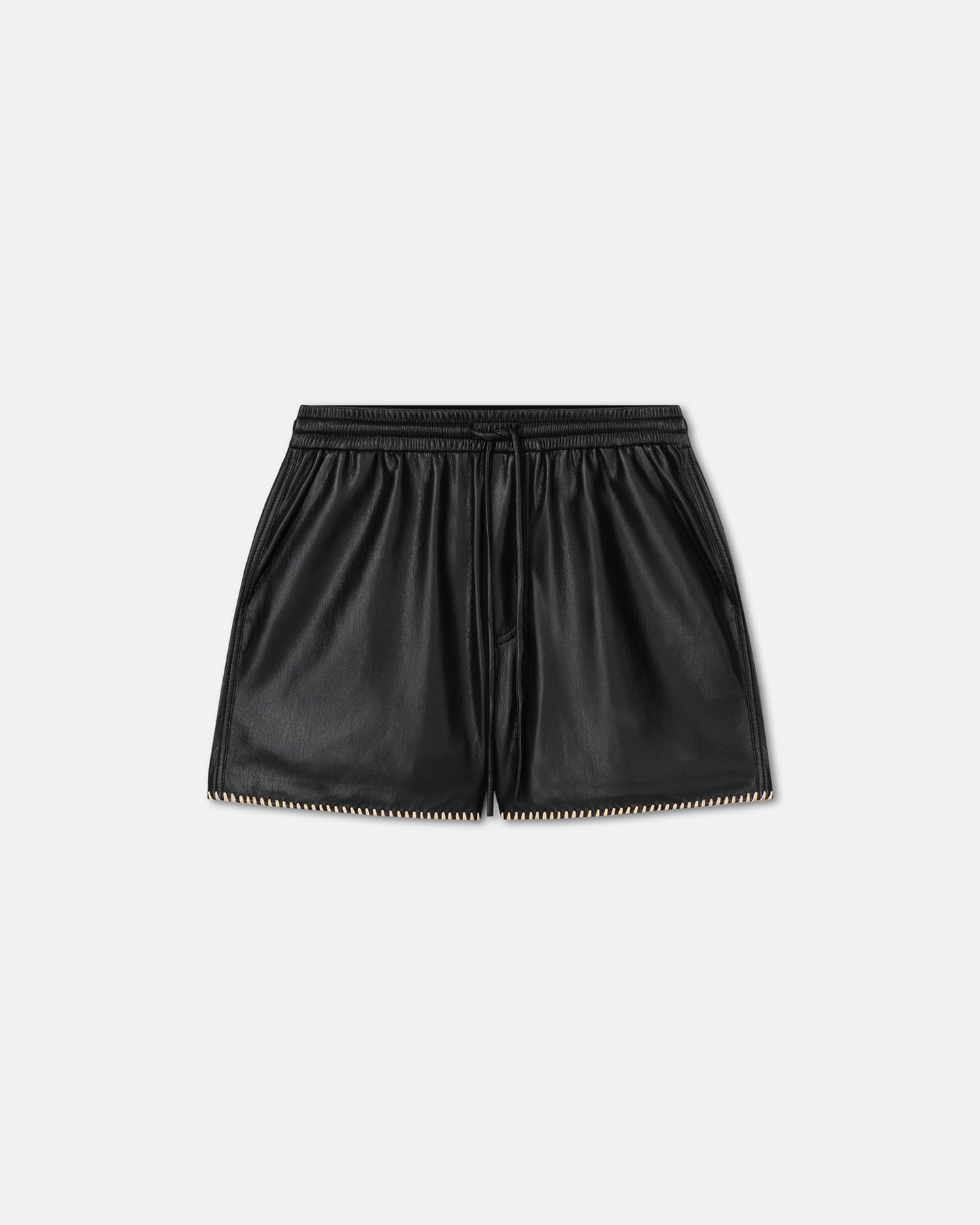 Amil - Raffia-Trimmed Okobor™ Alt-Leather Shorts - Black