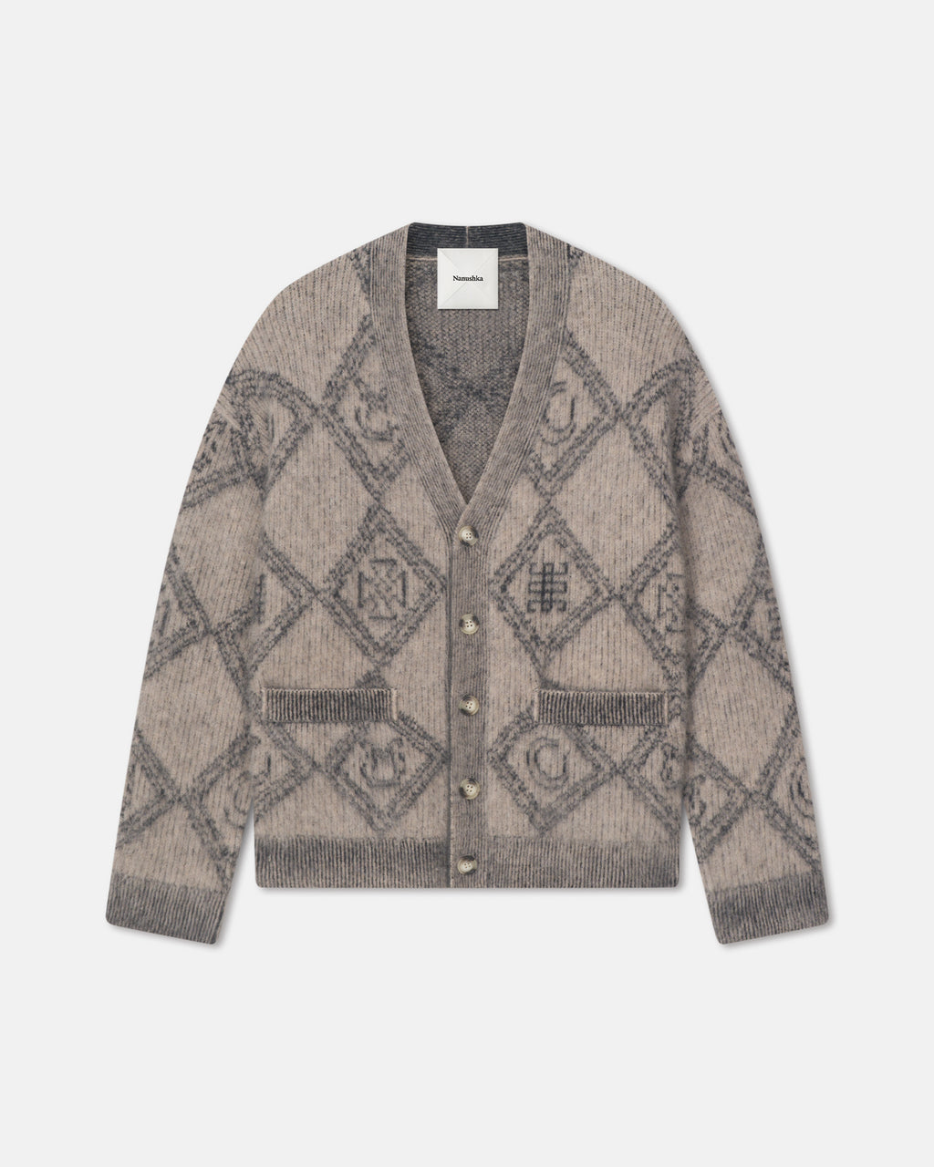 Henri - Brushed Alpaca Cardigan - Symbol Tile Oat