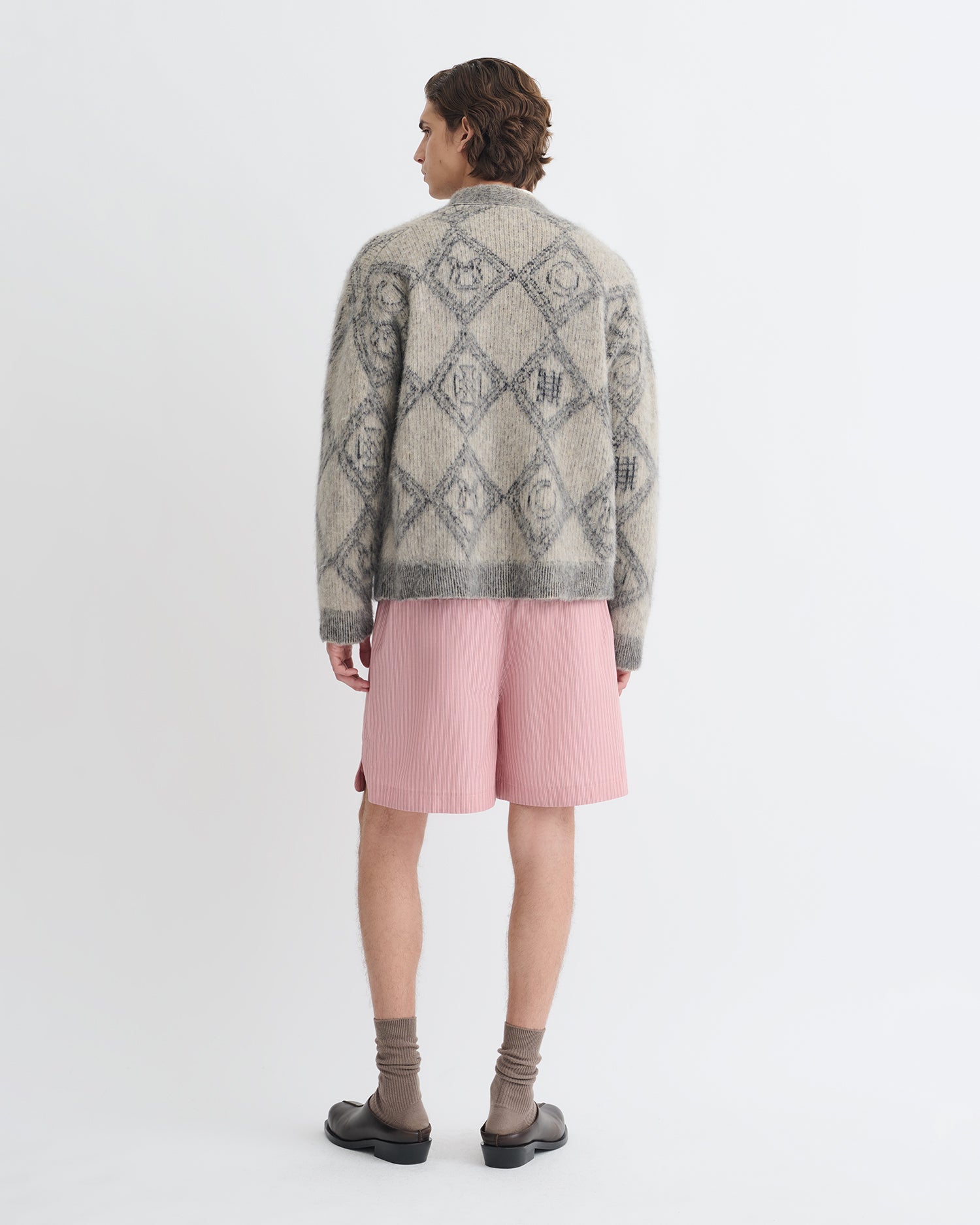 Henri - Brushed Alpaca Cardigan - Symbol Tile Oat