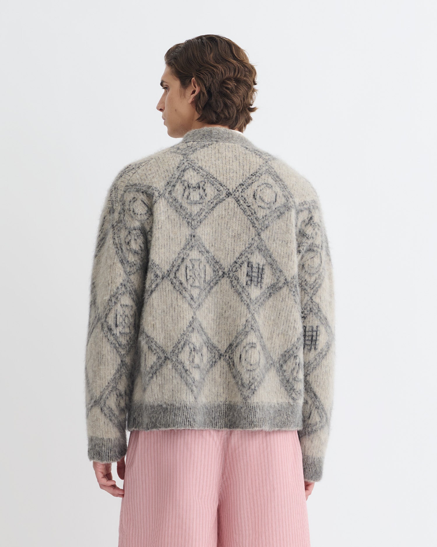 Henri - Brushed Alpaca Cardigan - Symbol Tile Oat