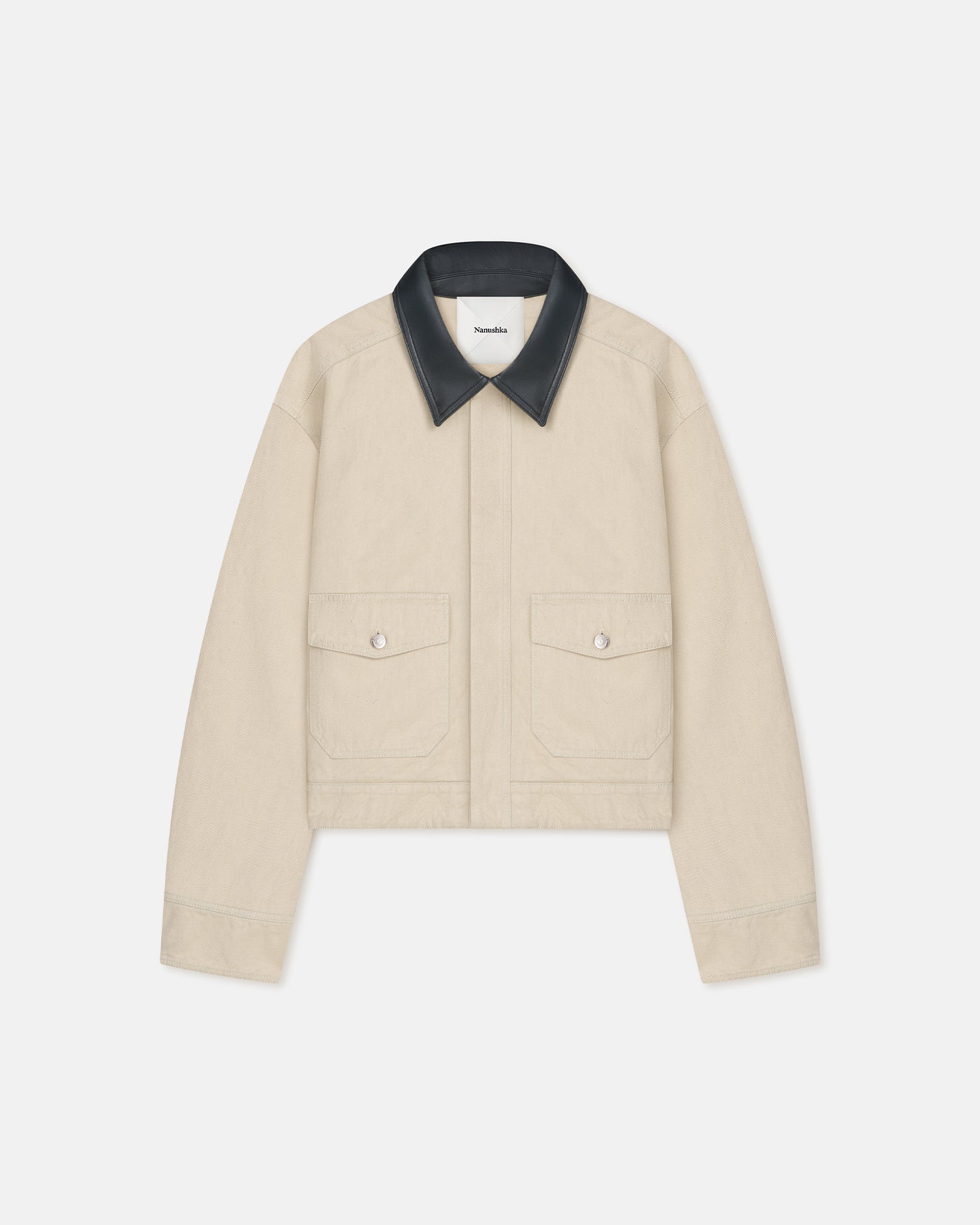 Nowell - Leather-Trimmed Denim Jacket - Beige/Black
