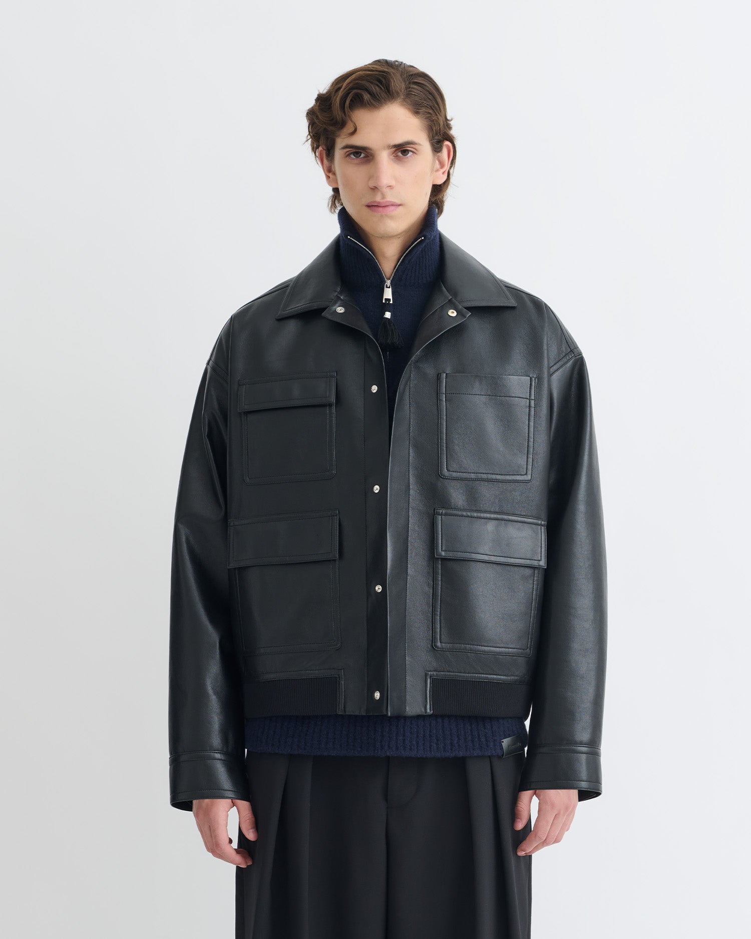 【archive】90s sullen black Ds jacket The 68' - Men's Black Leather Shirt Jacket | Savas