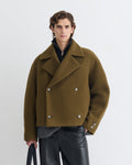 Hiroto - Cropped Felted Wool Peacoat - Wood