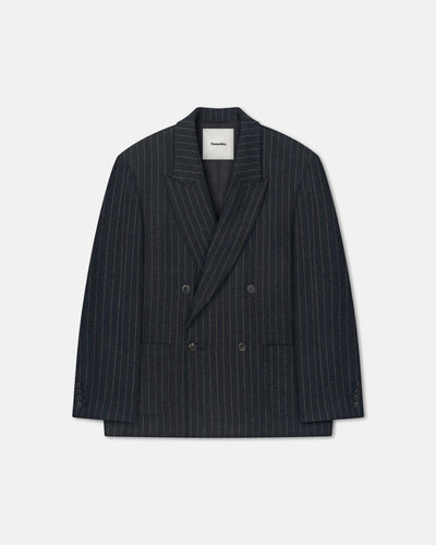 Anselm - Double-Breasted Wool Blazer - Black/Grey