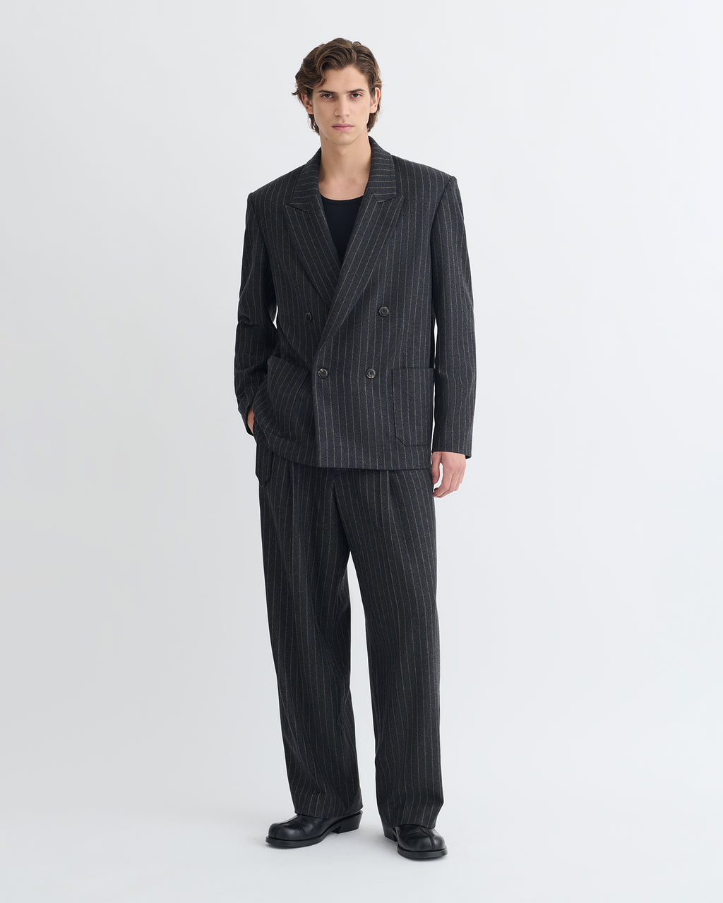Anselm - Double-breasted blazer - Black/Grey