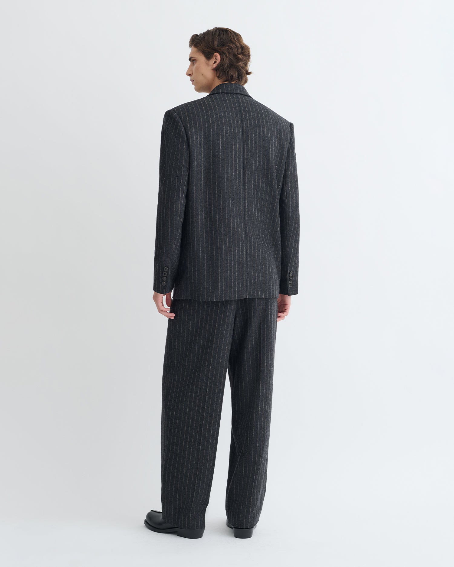 Anselm - Double-Breasted Wool Blazer - Black/Grey