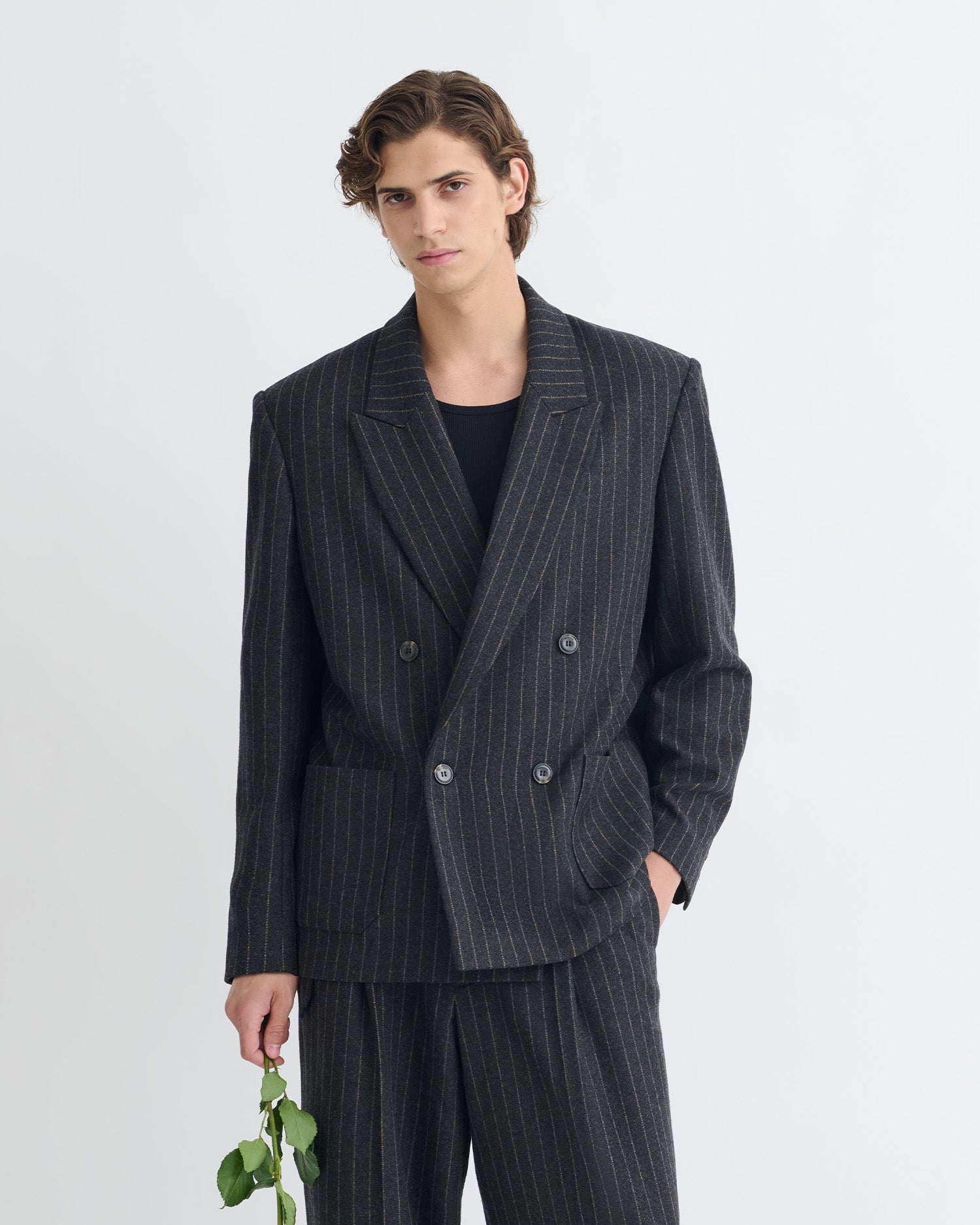 Anselm - Double-breasted blazer - Black/Grey – Nanushka
