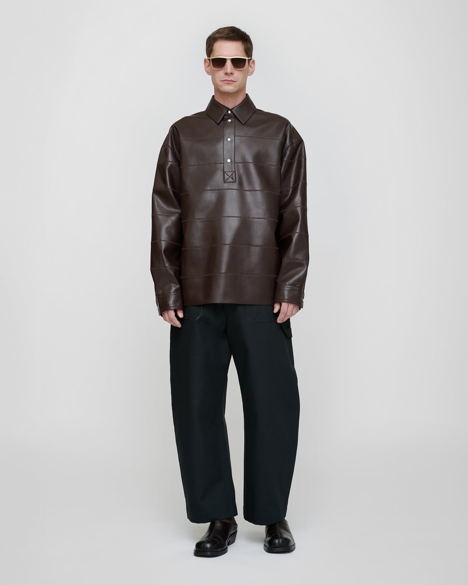 Mateo - Okobor™ Alt-Leather Polo Shirt - Coffee Ground – Nanushka