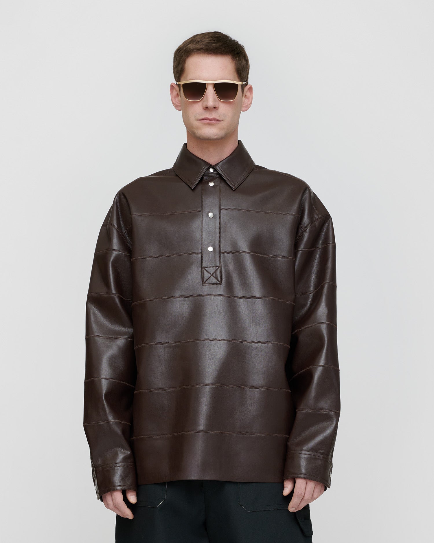 Mateo - Okobor™ Alt-Leather Polo Shirt - Coffee Ground