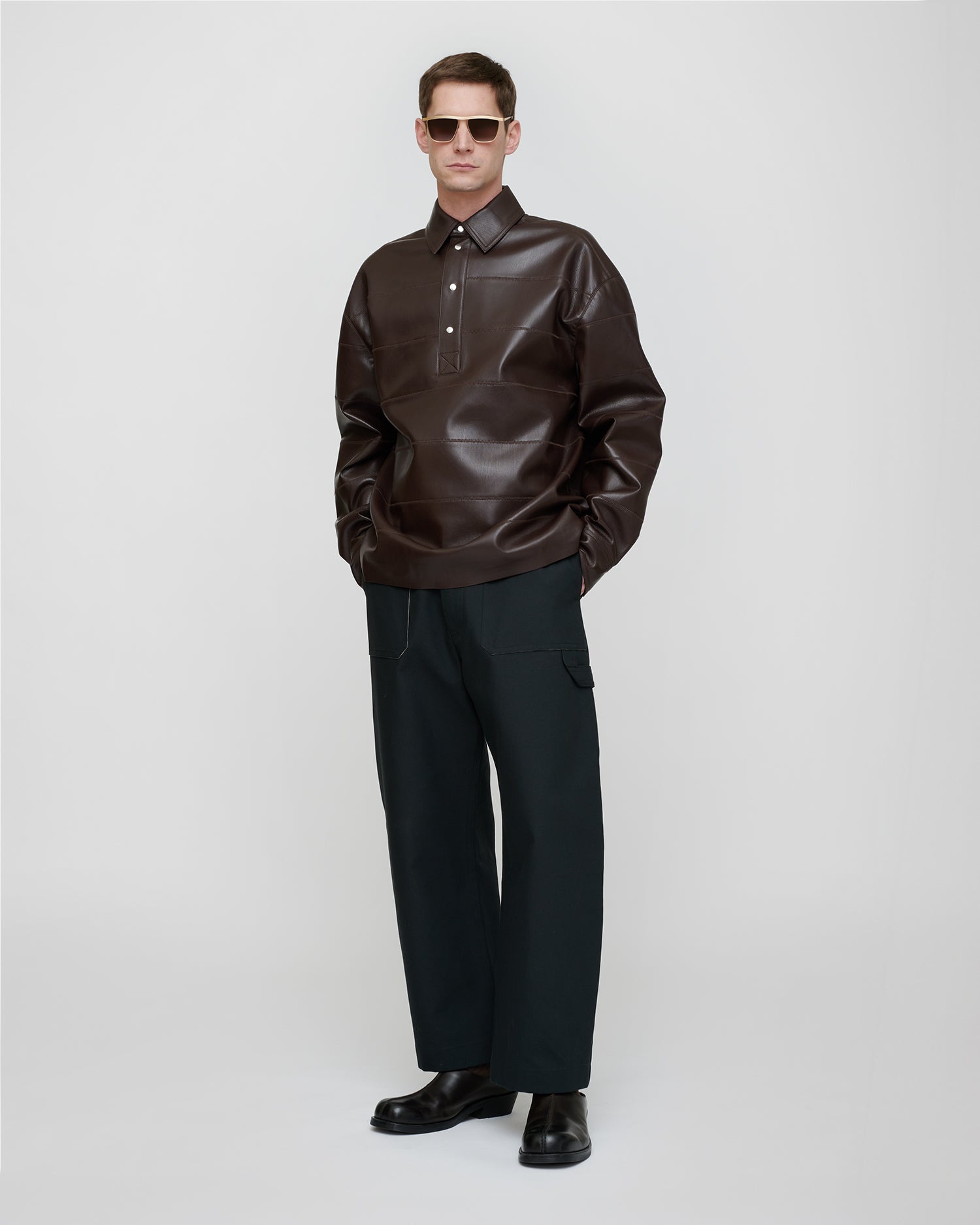 Mateo - Okobor™ Alt-Leather Polo Shirt - Coffee Ground