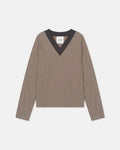 Jahan - V-neck top - Brown/Creme