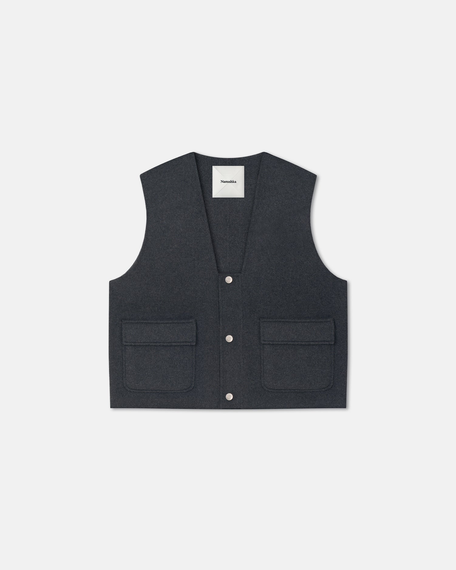 Mykel - Cropped Double Wool Vest - Grey Melange