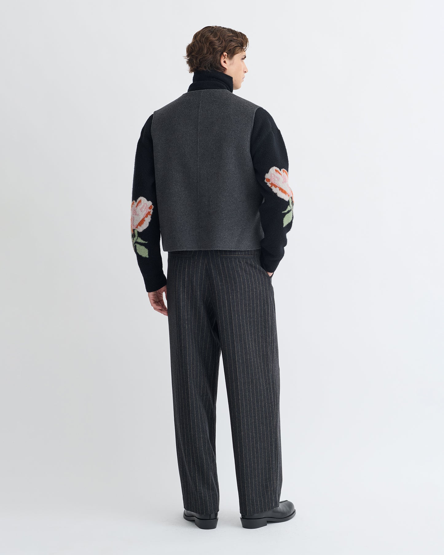 Mykel - Cropped Double Wool Vest - Grey Melange