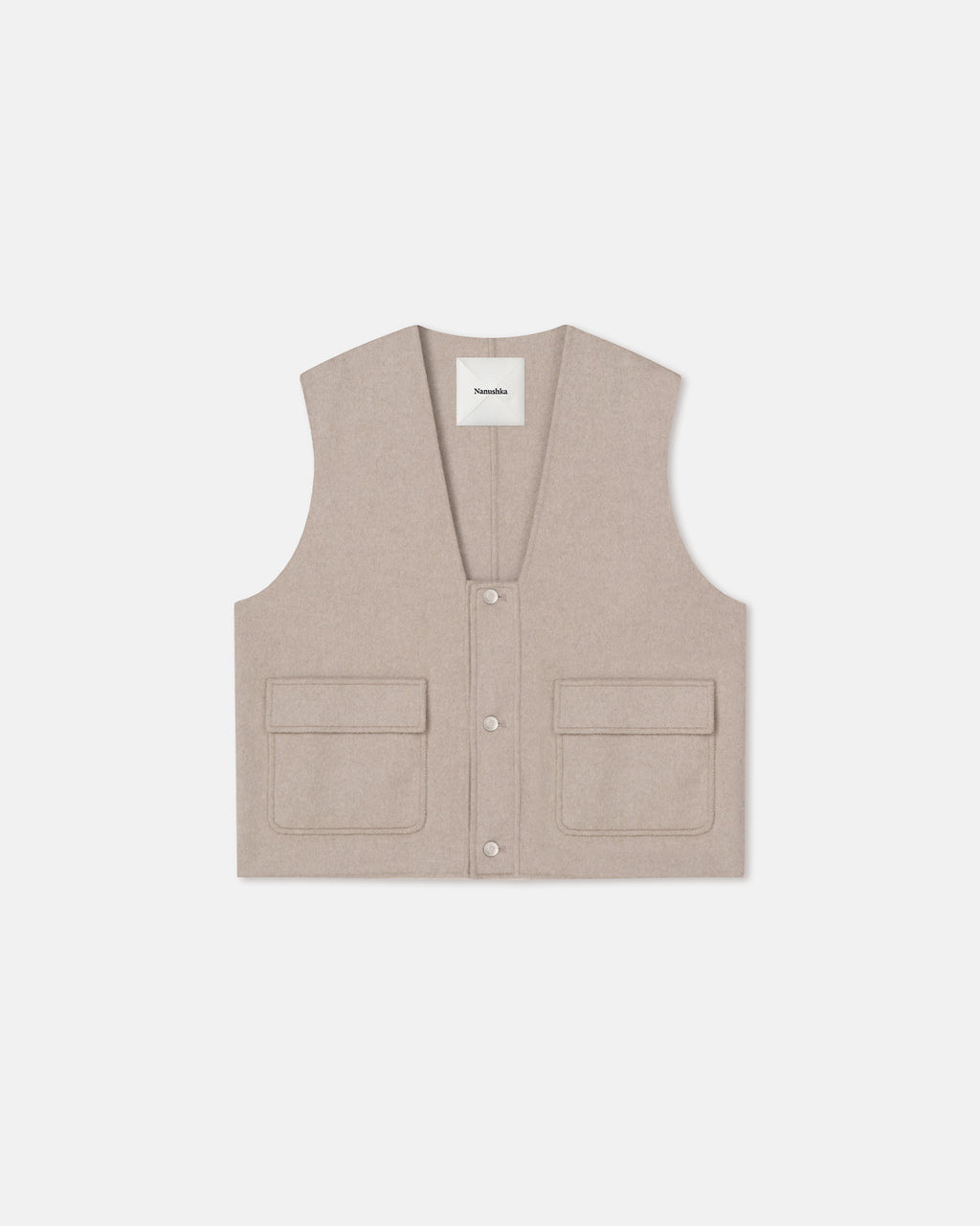 Mykel - Cropped Double Wool Vest - Stone