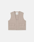 Mykel - Cropped Double Wool Vest - Stone