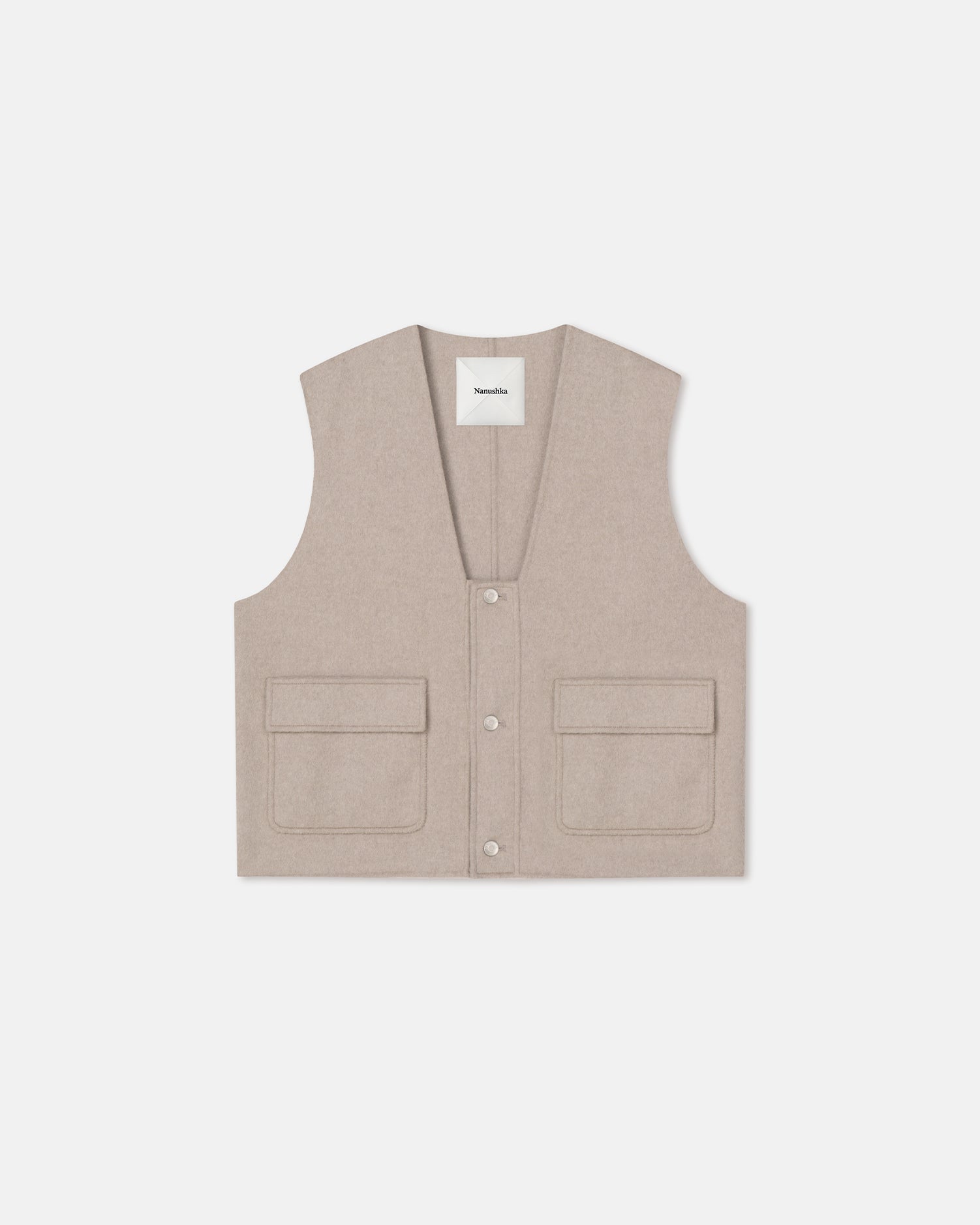 Mykel - Cropped Double Wool Vest - Stone
