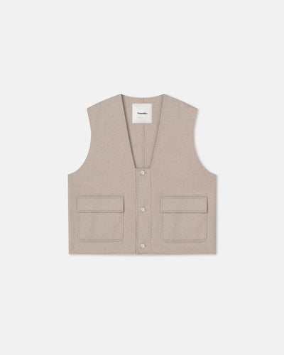 Mykel - Cropped Double Wool Vest - Stone
