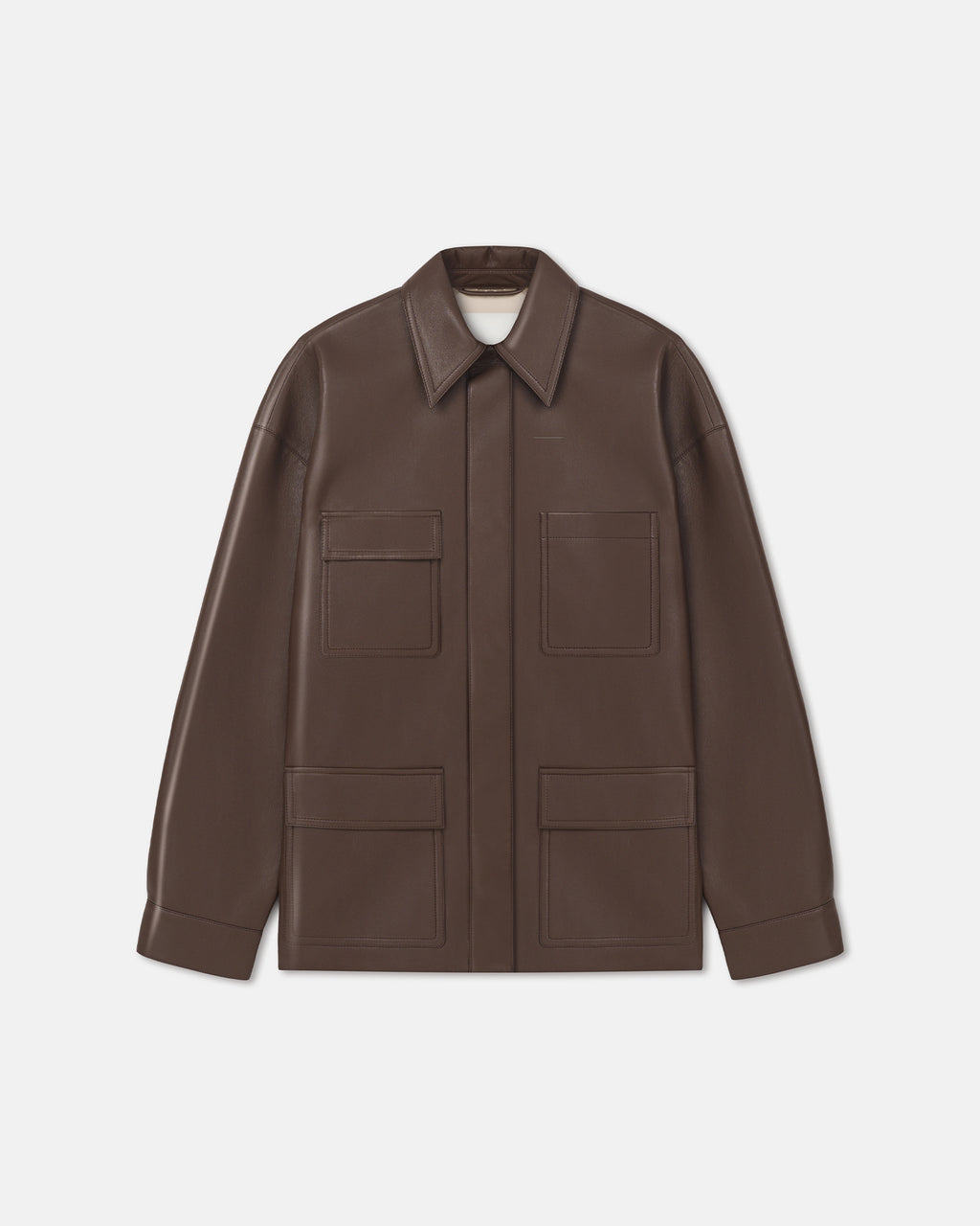 Chasin - Regenerated Leather Shirt Jacket - Chocolate