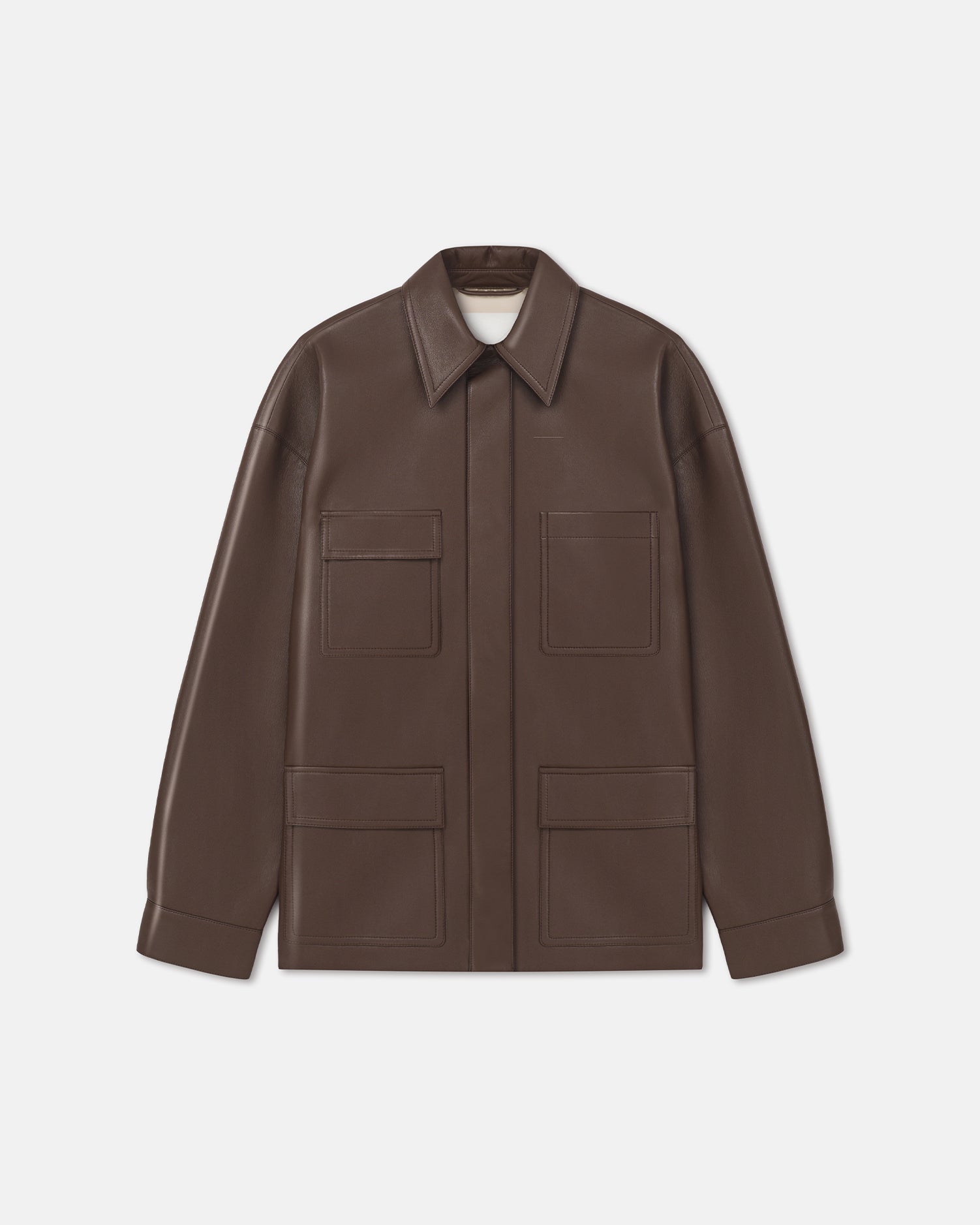 Chasin - Regenerated Leather Shirt Jacket - Chocolate