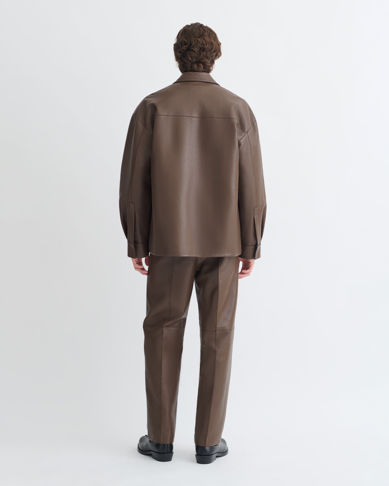 Chasin - Regenerated Leather Shirt Jacket - Chocolate