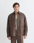 Chasin - Regenerated Leather Shirt Jacket - Chocolate