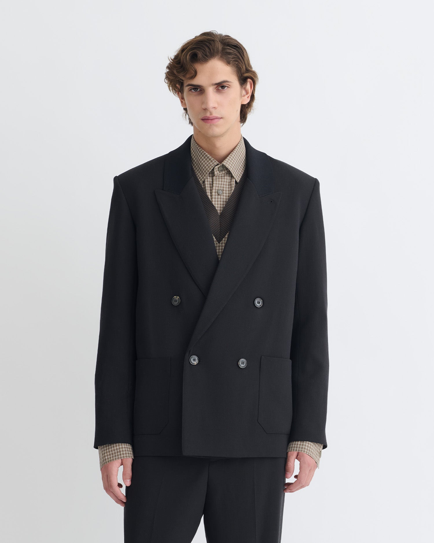 Anselm - Double-Breasted Crepe Twill Blazer - Black