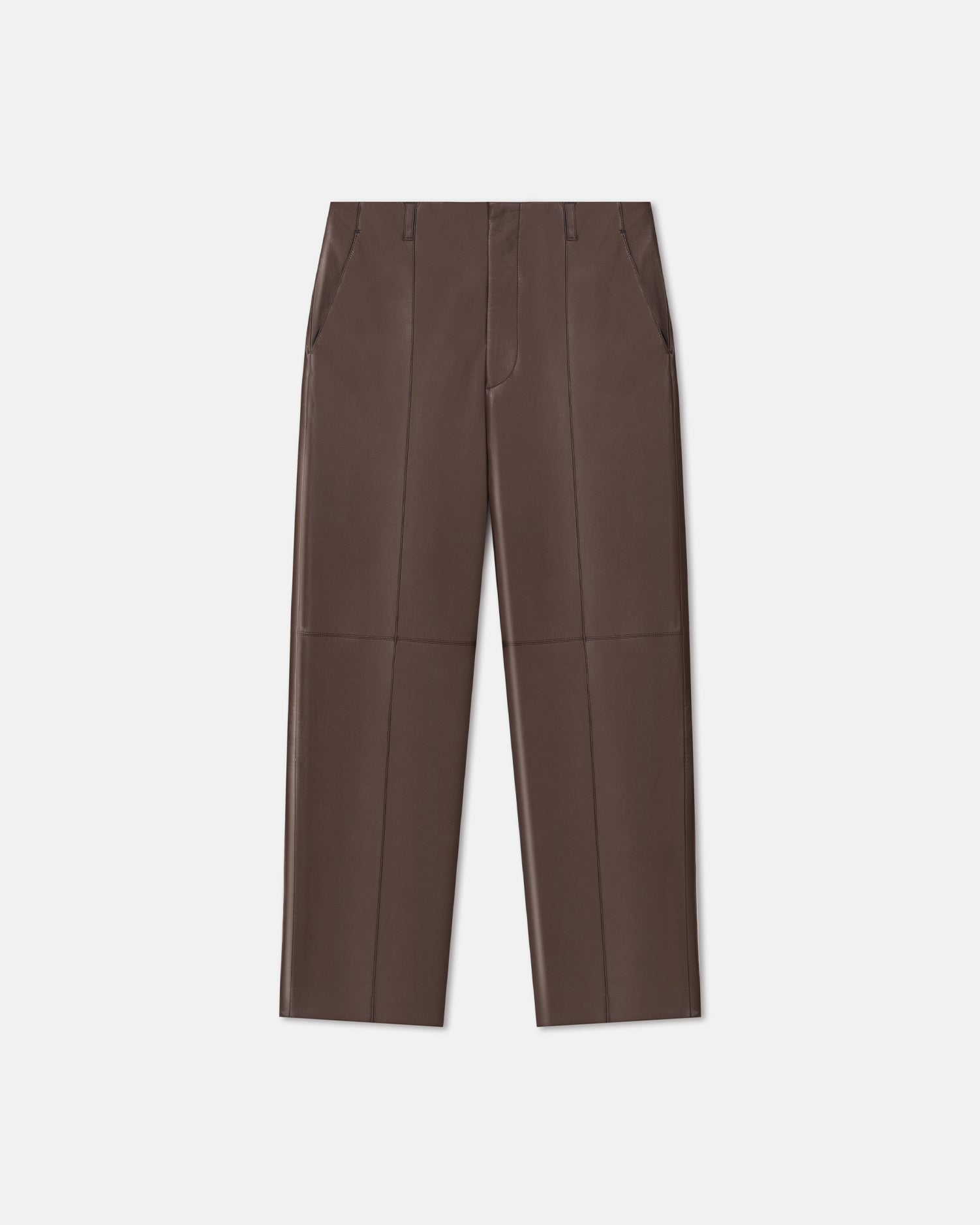 Stellan - Regenerated Leather Straight-Leg Pants - Chocolate