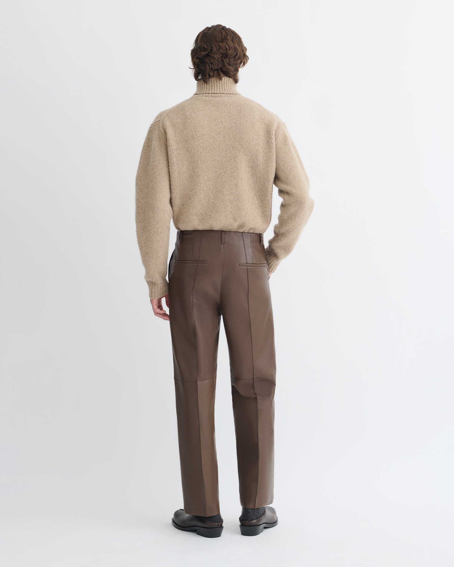 Stellan - Regenerated Leather Straight-Leg Pants - Chocolate