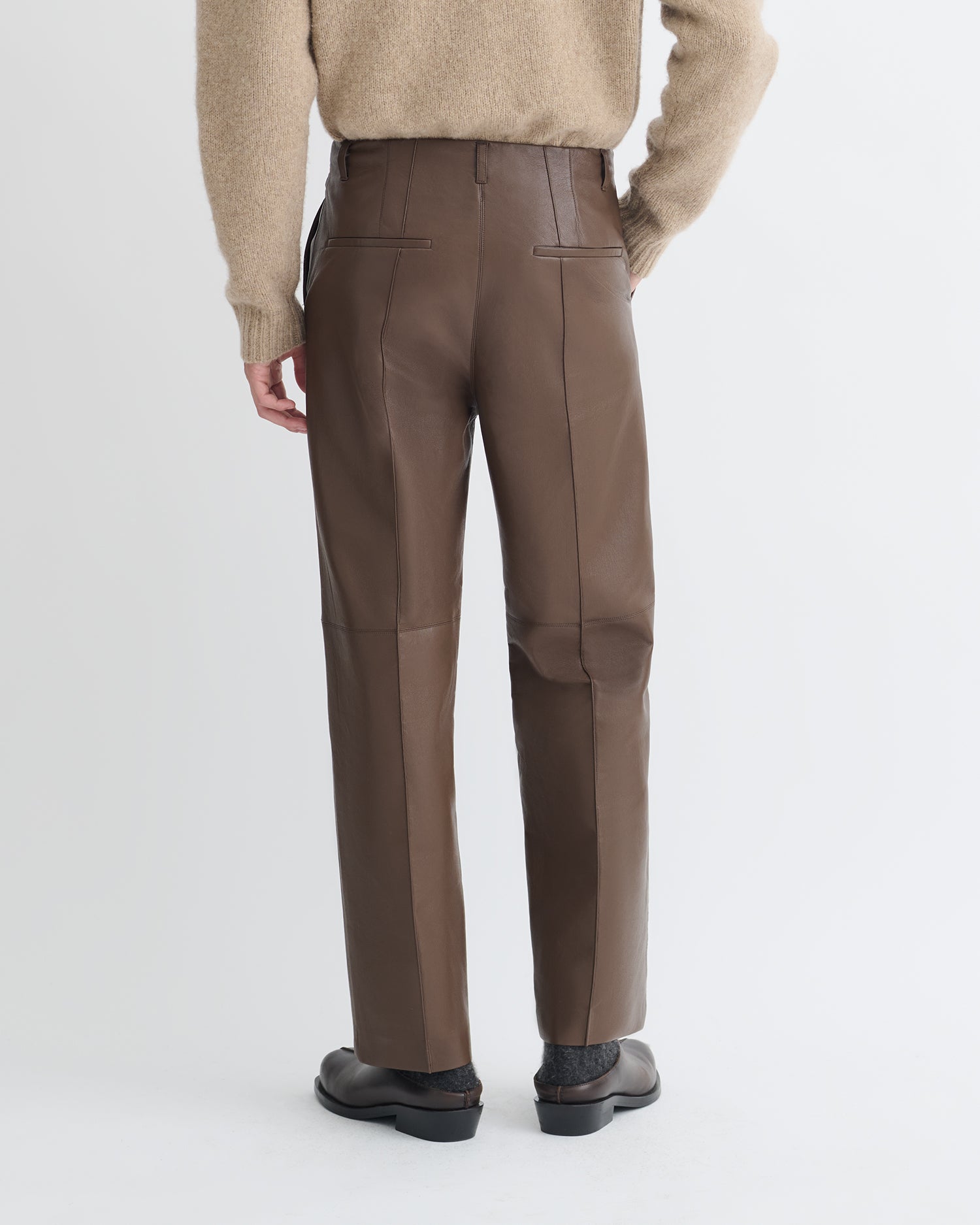 Stellan - Regenerated Leather Straight-Leg Pants - Chocolate