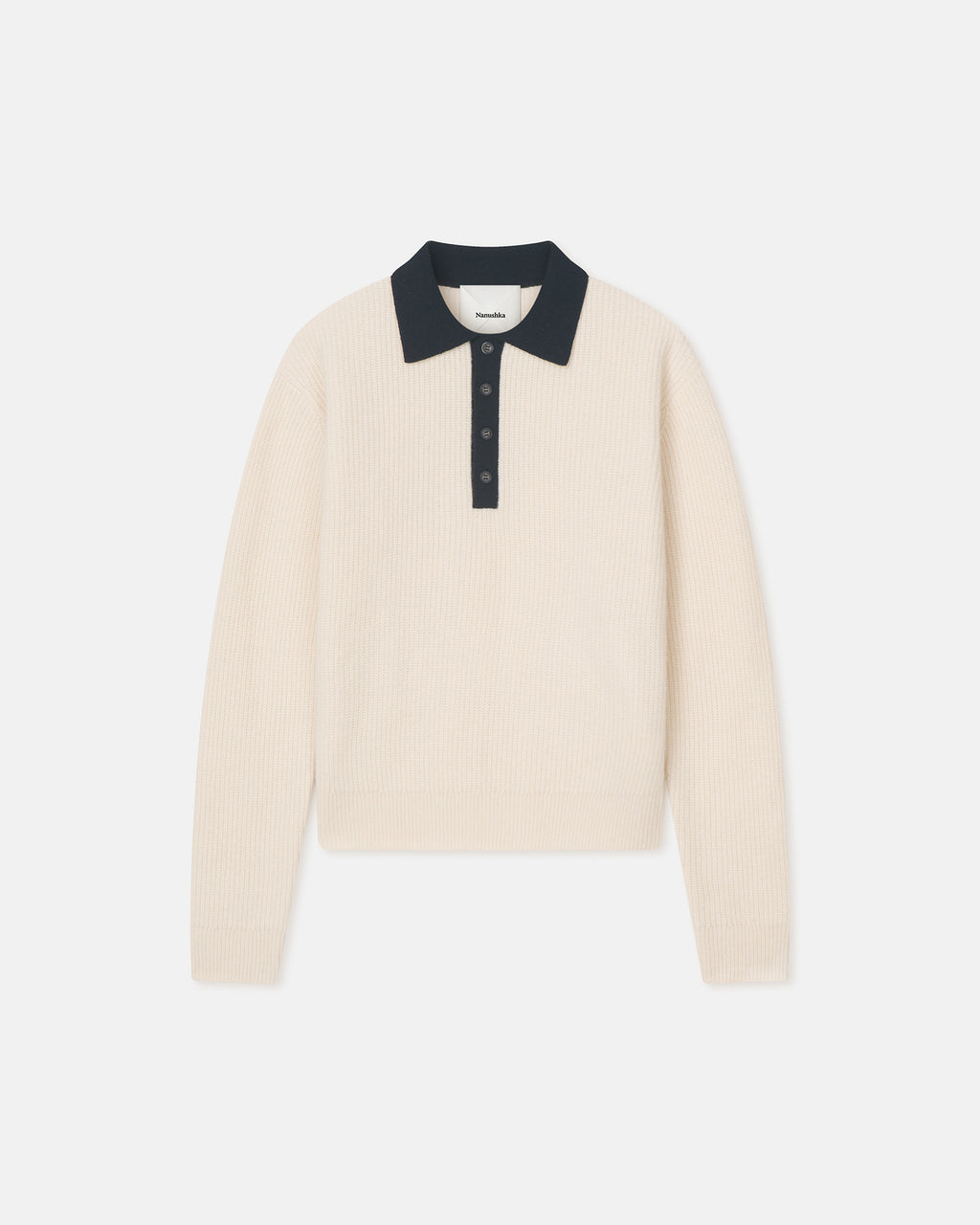 Gregor - Merino and Terry Polo Sweater - Vintage Creme/Black