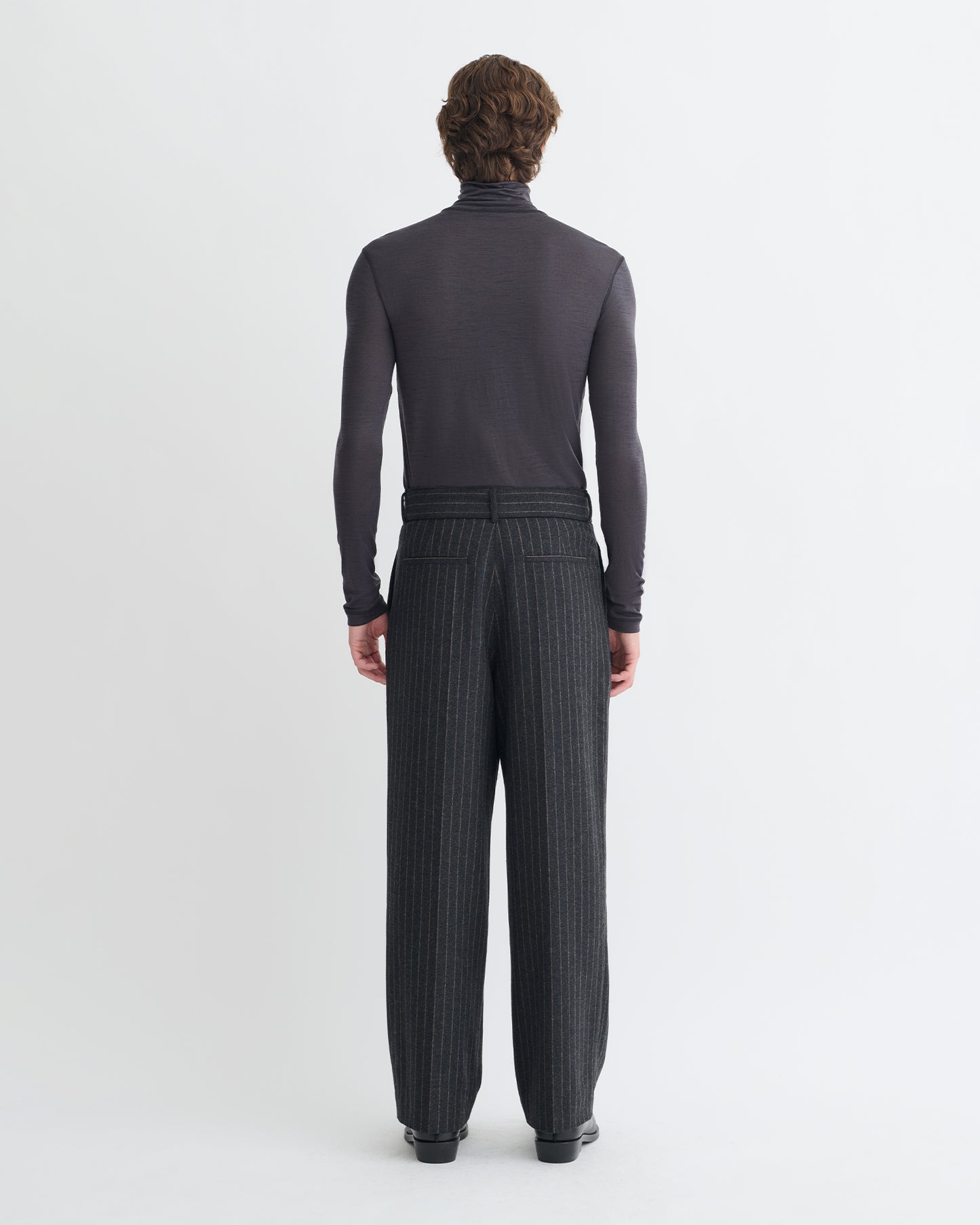 Tenoch - Melange Wool Jersey Turtleneck Top - Grey Melange