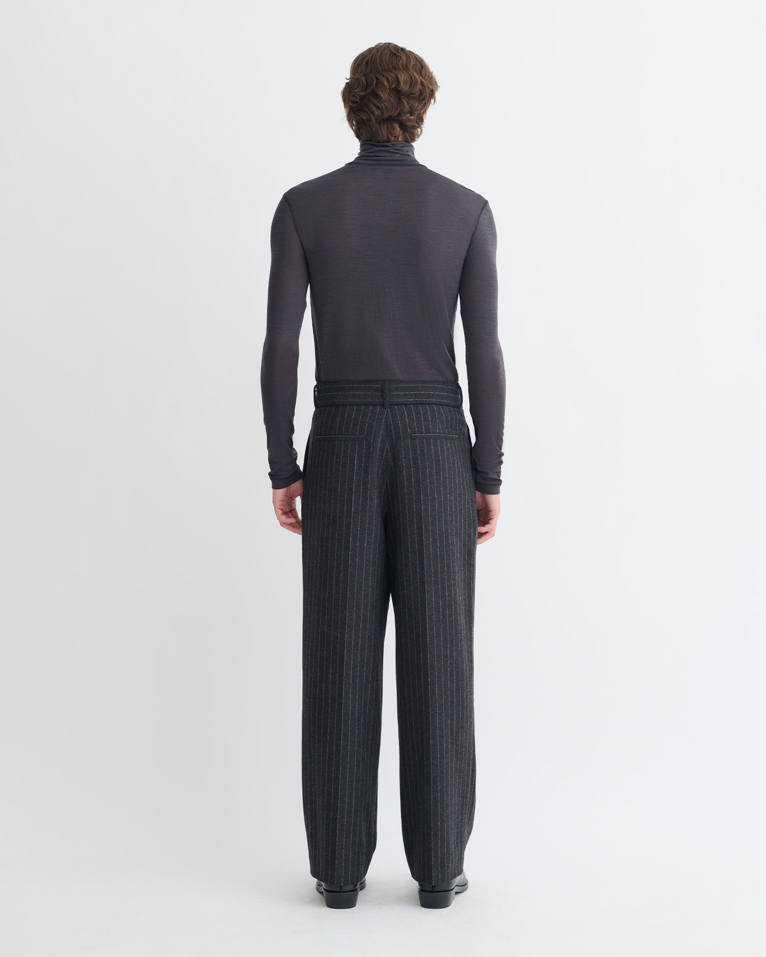 Tenoch - Melange Wool Jersey Turtleneck Top - Grey Melange